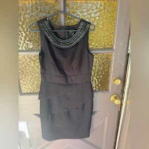 Connected Apparel Black Embellished Mini Dress